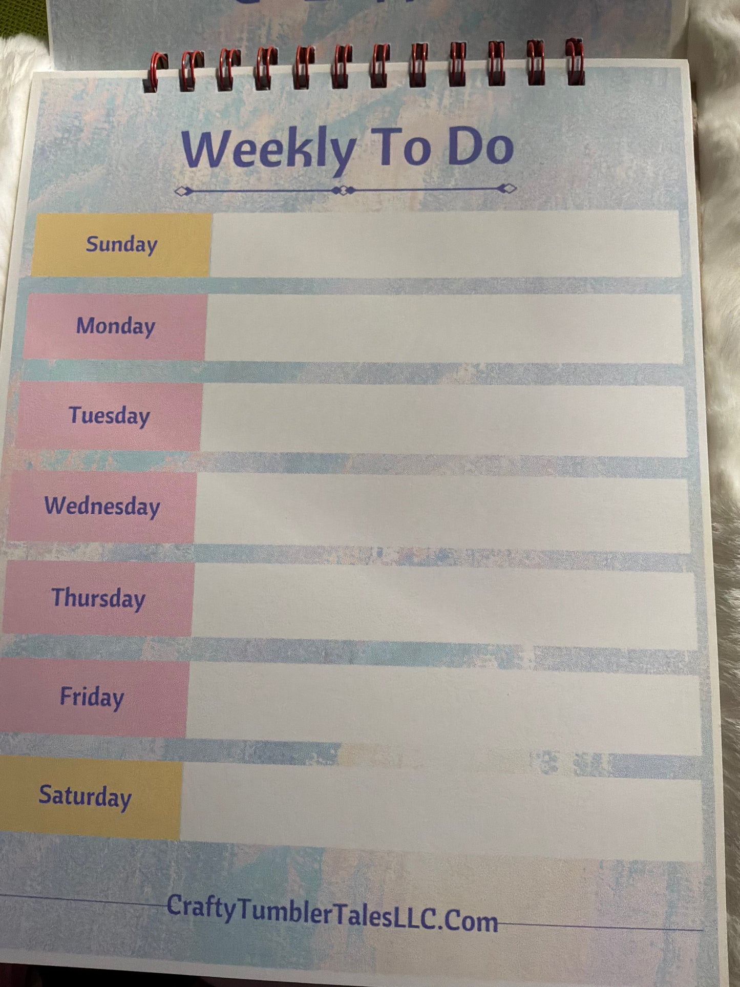 Handmade weekly calendar